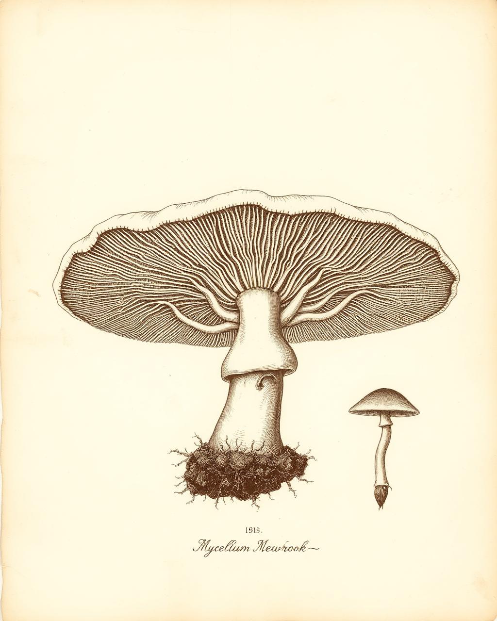 Botanical mycelium illustration