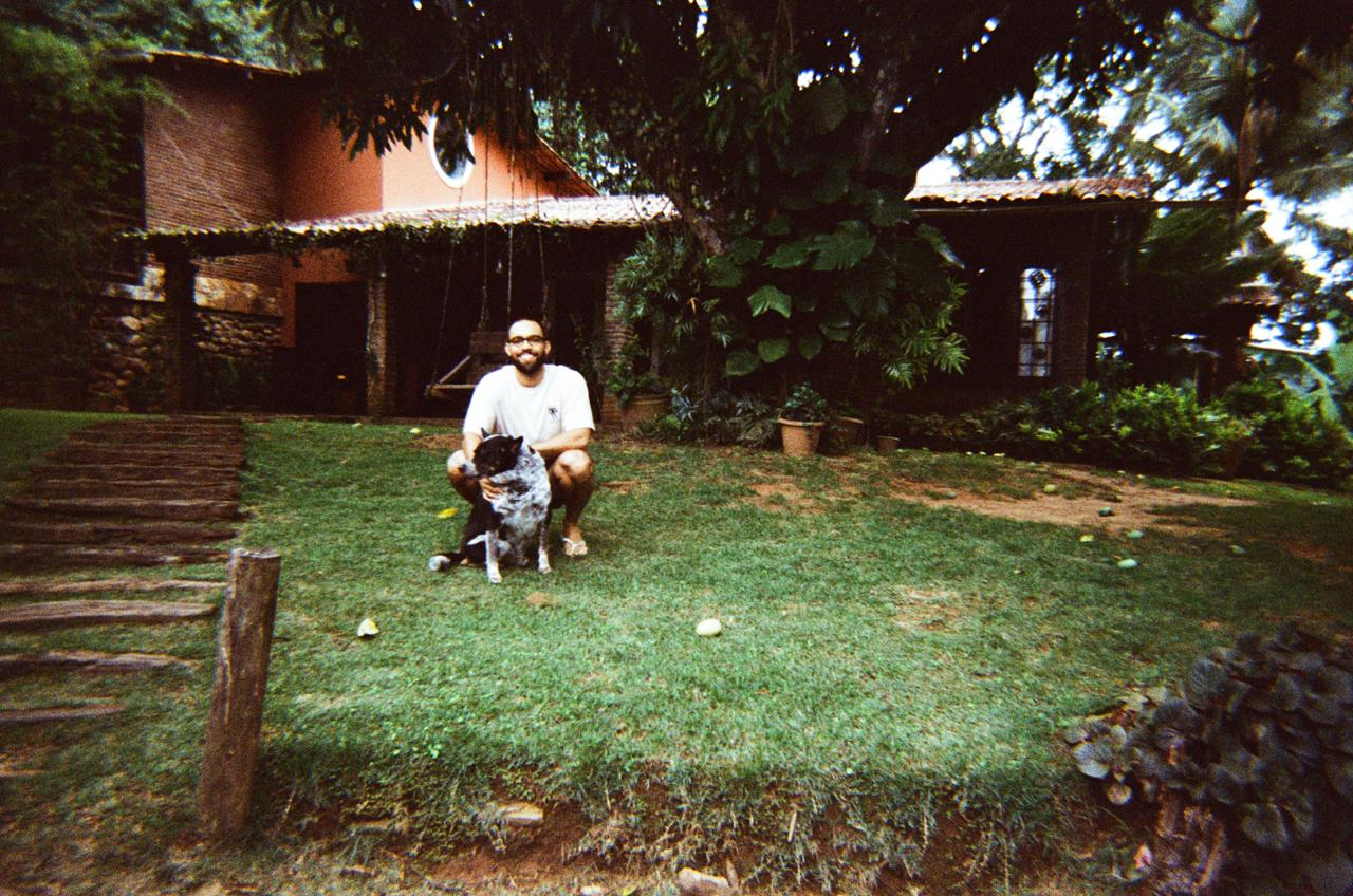 Me with Chico in the garden of my grandmother's house